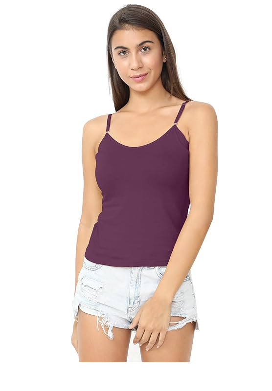 Texas Women's Cotton Solid Camisole Slip Adjustable